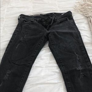 AG Black Distressed Skinny Jeans